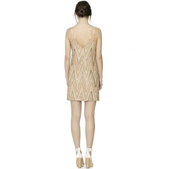 NWT $698 ALICE + OLIVIA Sz 8 AVALON EMBELLISHED BEADED MINI SLIP DRESS NUDE - Picture 6 of 9